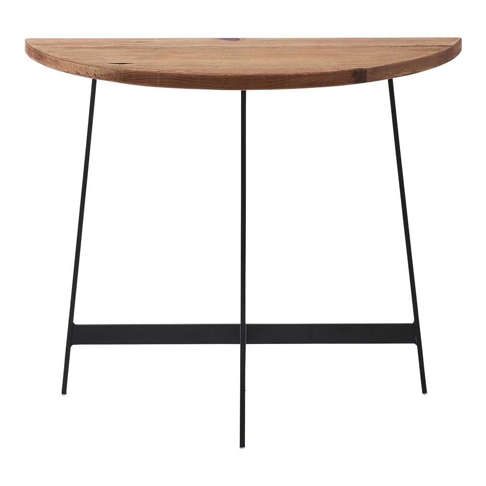 天然木×アイアンの半円コンソール｜古材の風合いを活かしたヴィンテージデザイン