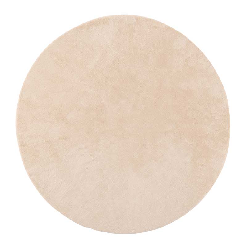 北欧テイストの柔らかシャギーラグ|ベージュ|ラウンドフォルムで空間をやわらかく