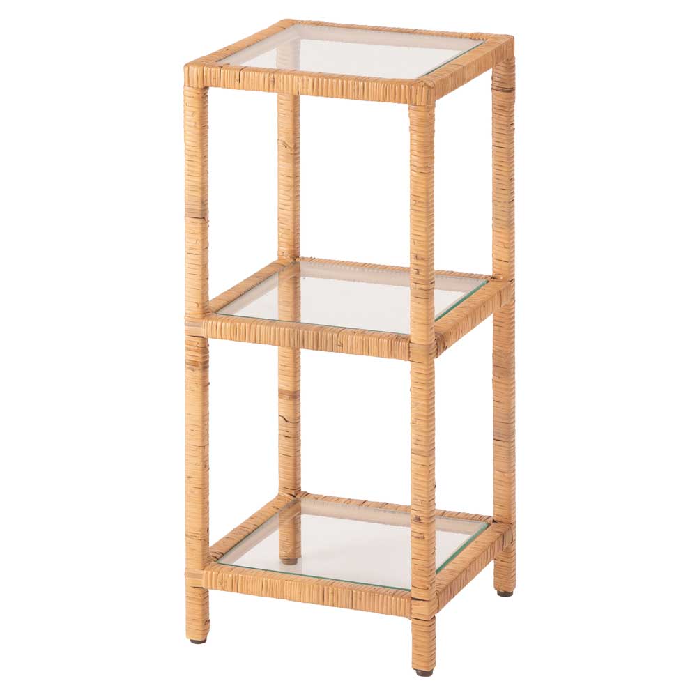 天然ラタン×ガラスのシェルフ|ナチュラル&モダンな収納アイテム