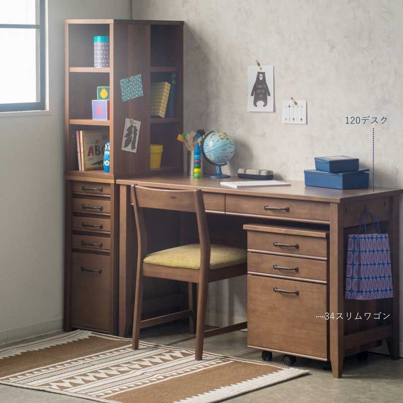 レトロモダンなデスクワゴン｜幅32,42cm｜ブラウンカラー
