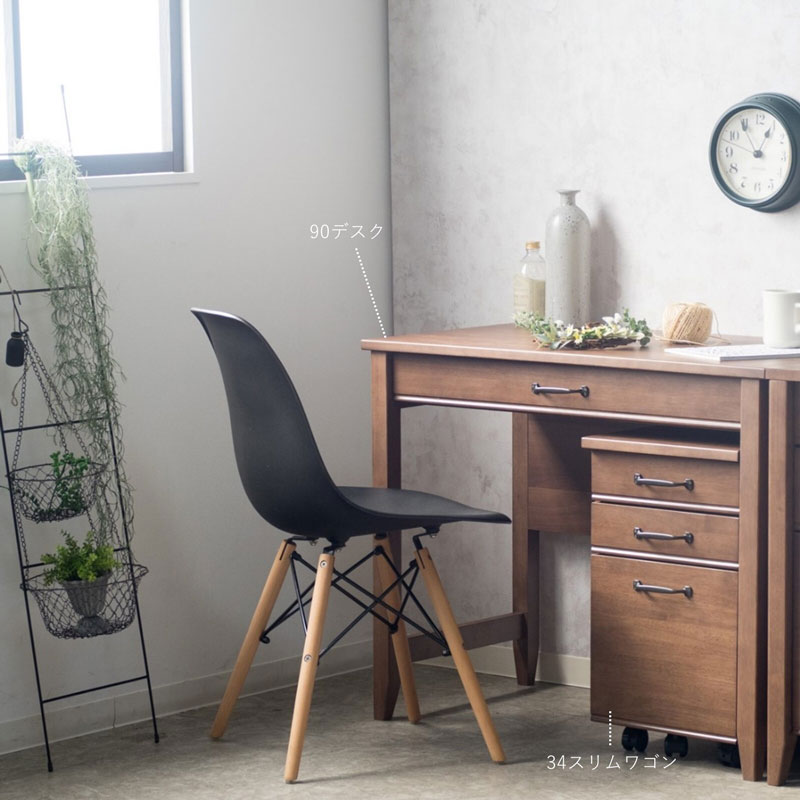 レトロモダンなデスクワゴン｜幅32,42cm｜ブラウンカラー