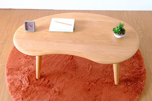 ローテーブル おしゃれ ビーンズ型 ナチュラル MO 【幅100cm】 和モダン家具