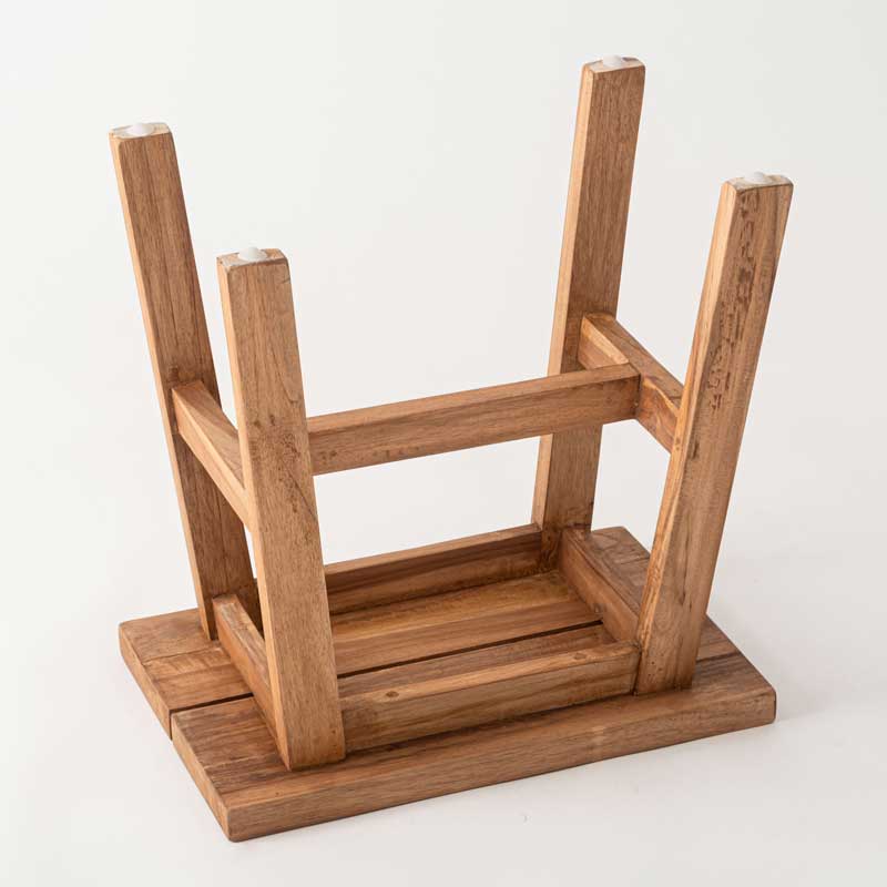 天然木チークの角スツール｜サイドテーブルや腰掛けに最適