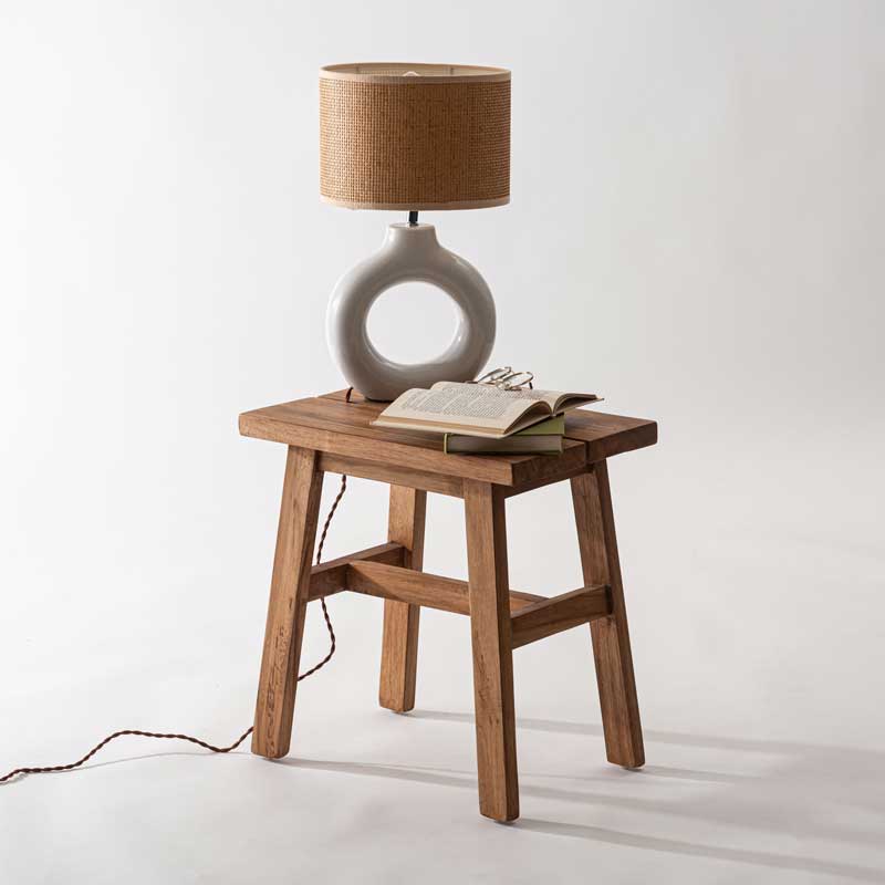 天然木チークの角スツール｜サイドテーブルや腰掛けに最適