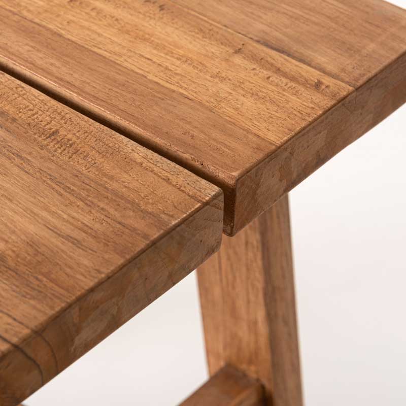 天然木チークの角スツール｜サイドテーブルや腰掛けに最適