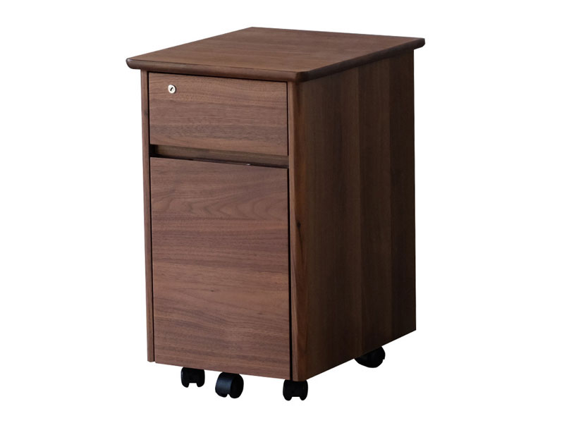 ウォルナット材のキャスター付きワゴン｜幅35cm