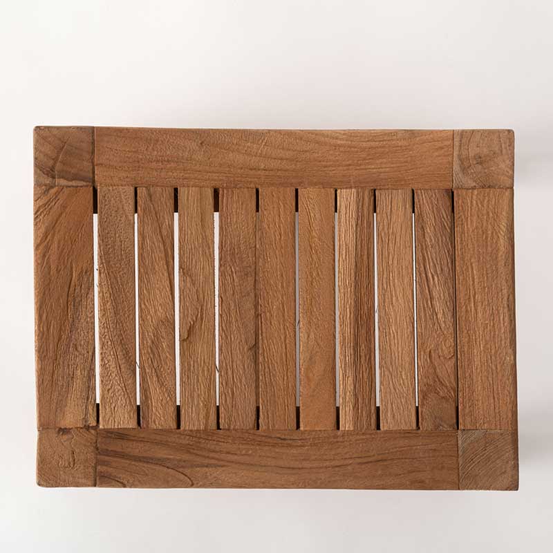 台形フォルムの木製スツール｜天然チーク×ハンドメイド | インテリア