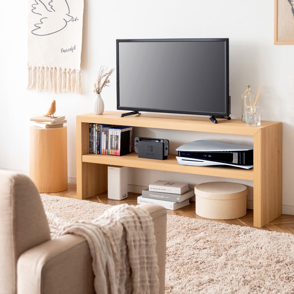 シンプル＆スタイリッシュなコの字型木製テレビボード｜幅150cm
