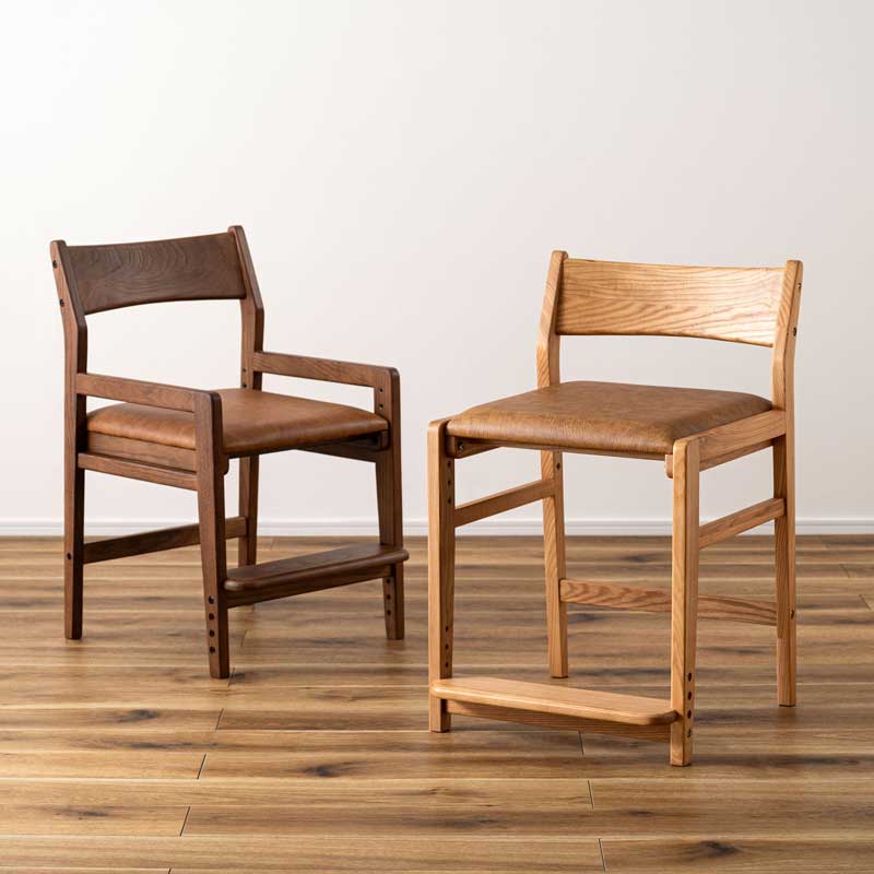 北欧風天然木の高さ調整付きキッズチェア｜4段階調節・ダイニング用