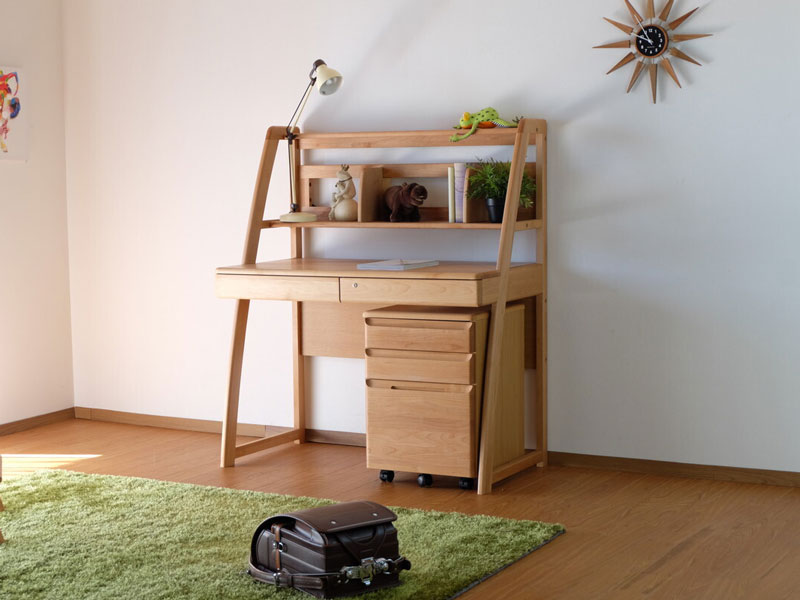 ナチュラルなデスクワゴン｜キャスター付き｜幅42cm