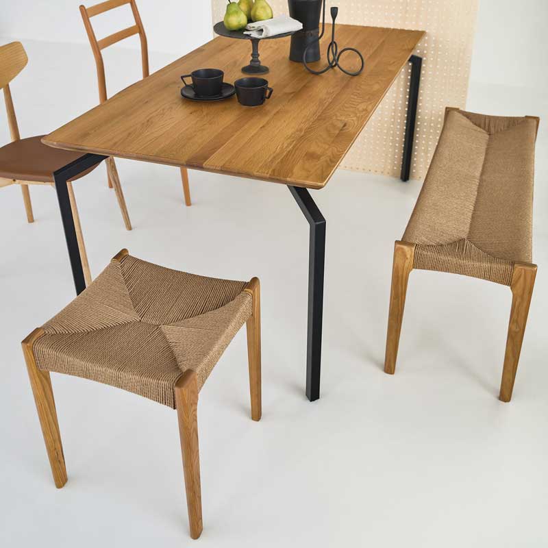 ペーパーコードスツール　天然木　ウォールナット ペーパーコードのスツール大 ウォールナット無垢材 椅子