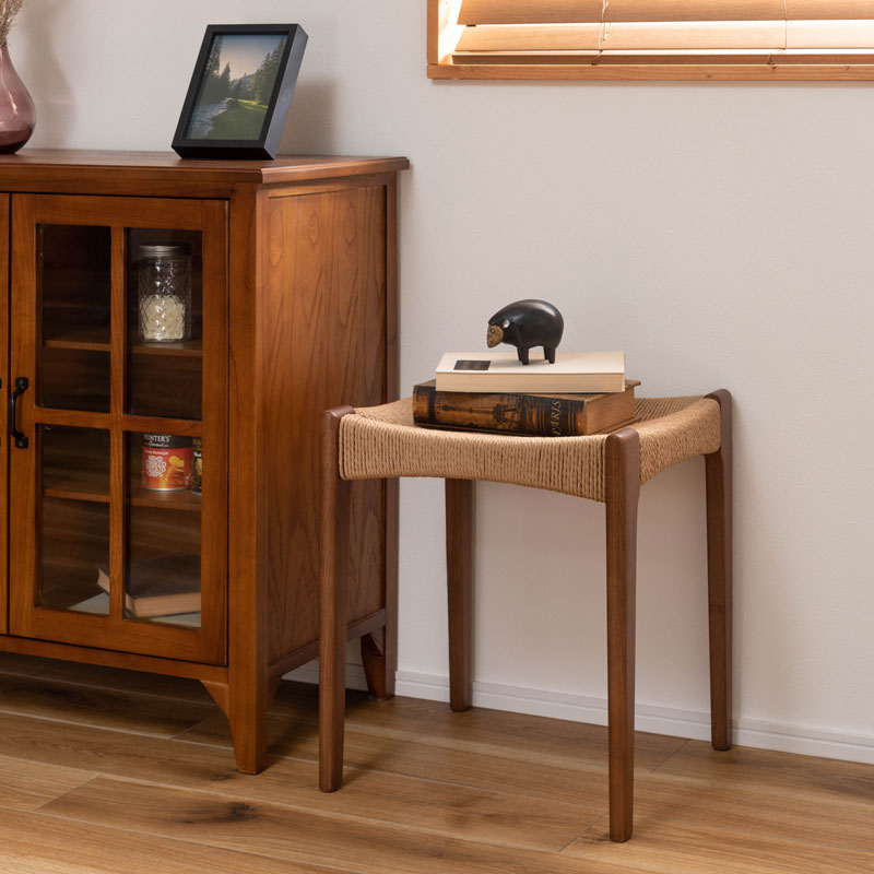 ペーパーコードスツール　天然木　ウォールナット 北欧デザインの天然木×ペーパーコードスツール | インテリア