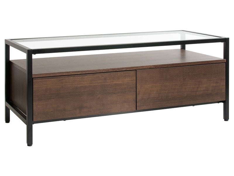 ガラス天板×アイアン×木目のテレビボード｜幅97cm | インテリア・家具