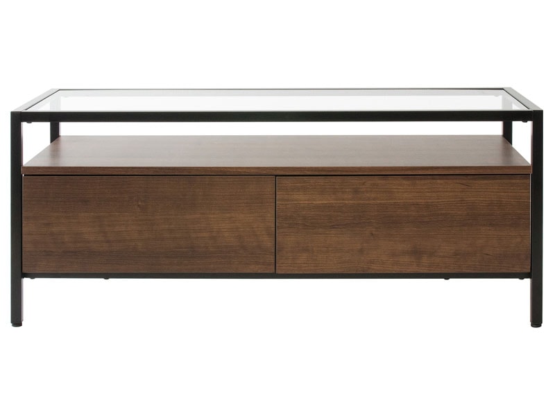 ガラス天板×アイアン×木目のテレビボード｜幅97cm | インテリア・家具