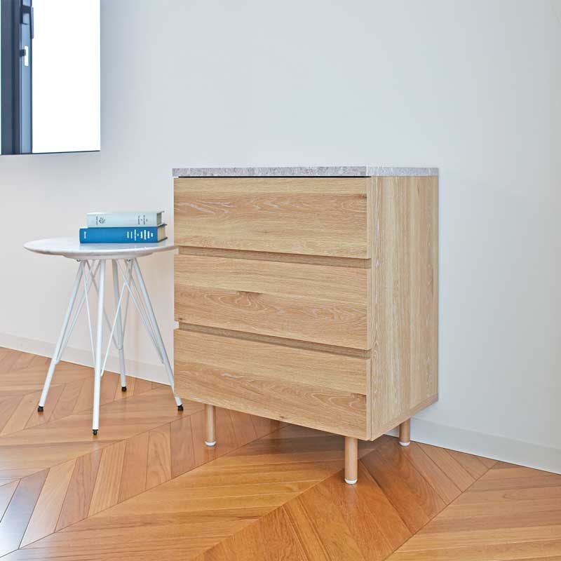 ナチュラルオークの3段チェスト|幅60cm|洗練とぬくもりを両立した収納