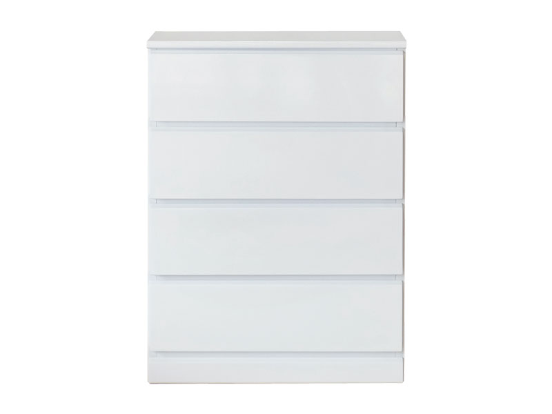 白の光沢感あるチェスト｜サニタリー収納｜ホワイトインテリア