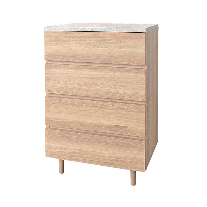 ナチュラルオークの4段チェスト｜幅60cm｜北欧ナチュラルなおしゃれな