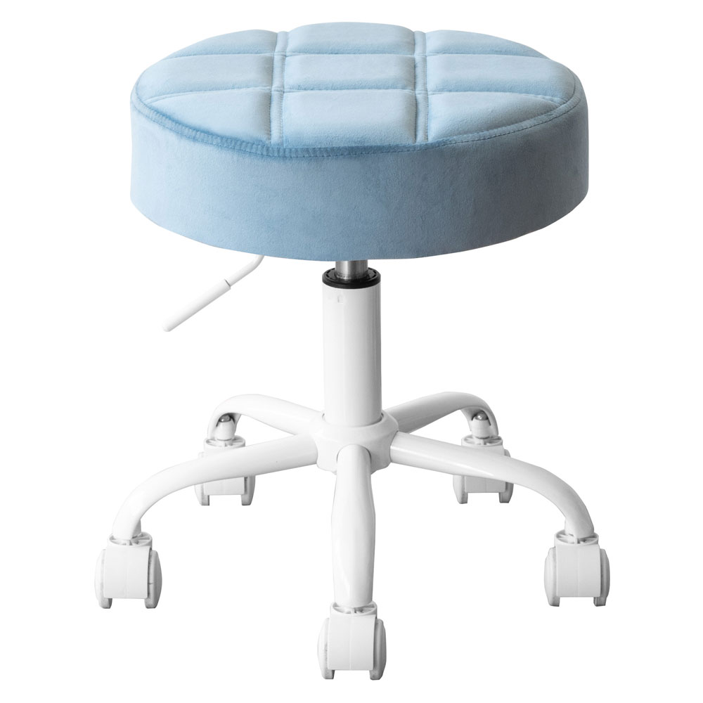 昇降式360度回転するキャスター付きおしゃれキルティングスツール