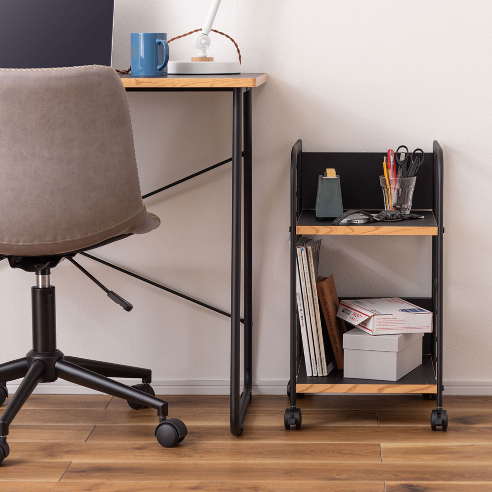 シンプルで機能的なキャスター付きデスクワゴン｜シンプルモダン