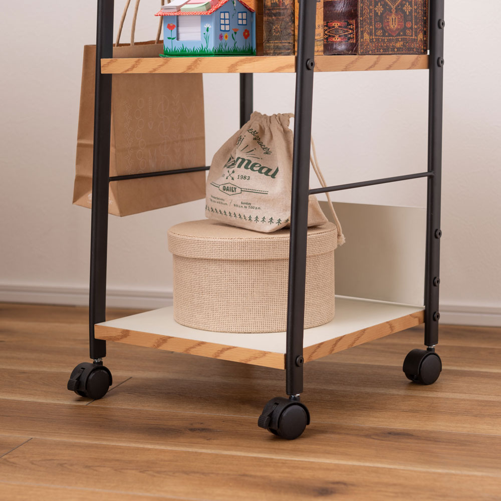 シンプルで機能的なキャスター付きデスクワゴン｜シンプルモダン