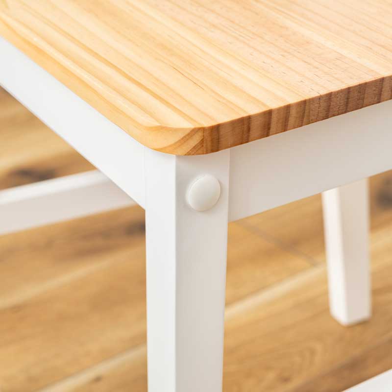 カントリーフレンチのダイニングチェア｜白フレーム×天然木座面が