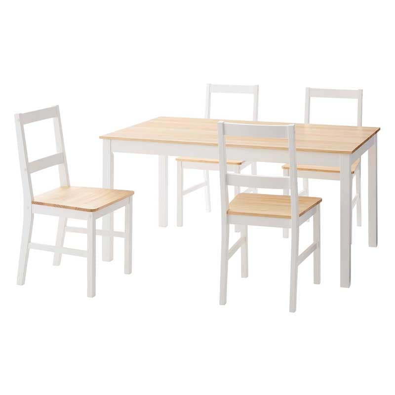 カントリーフレンチのダイニングチェア｜白フレーム×天然木座面が