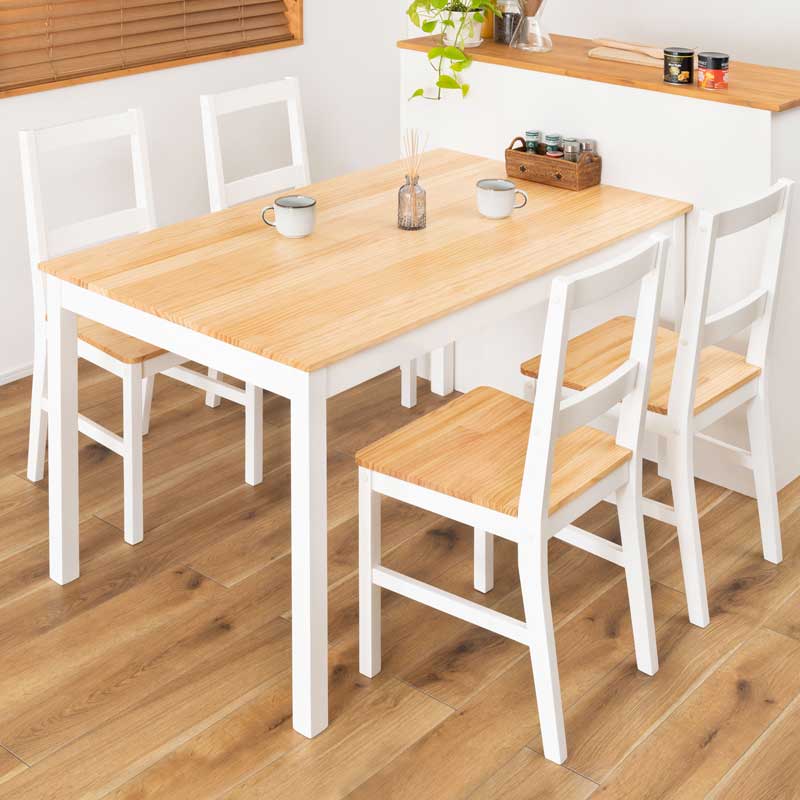 カントリーフレンチのダイニングチェア｜白フレーム×天然木座面が