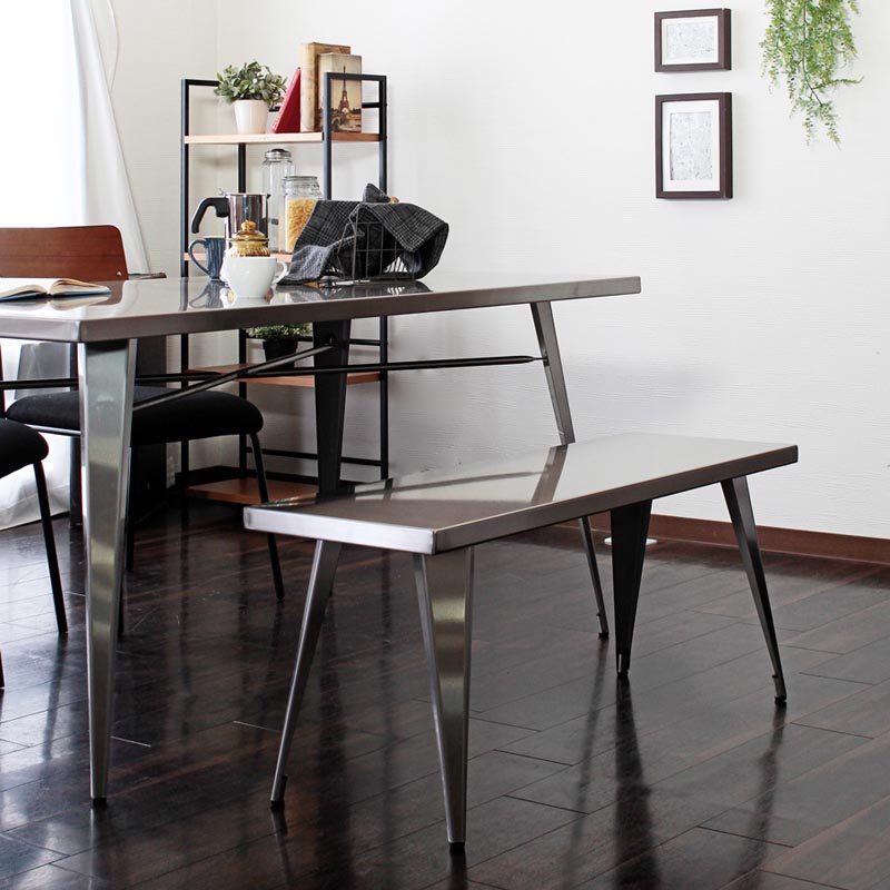 インダストリアルベンチ アイアン脚風インダストリアルダイニングベンチ（ダイニングチェア