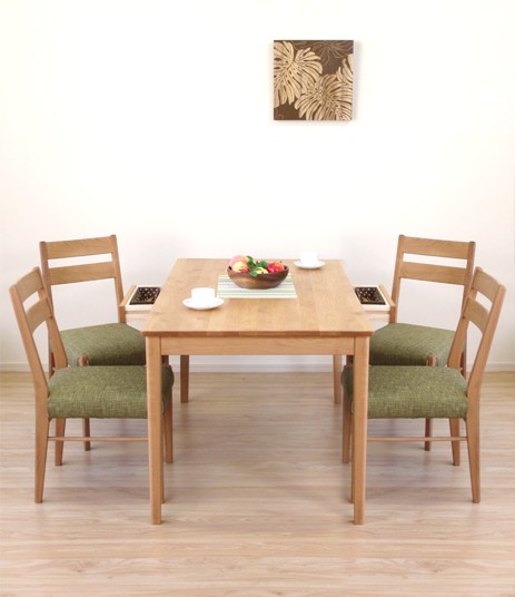 ダイニングテーブル5点セット 3色のカバーリング PL【テーブル幅135cm】天然木