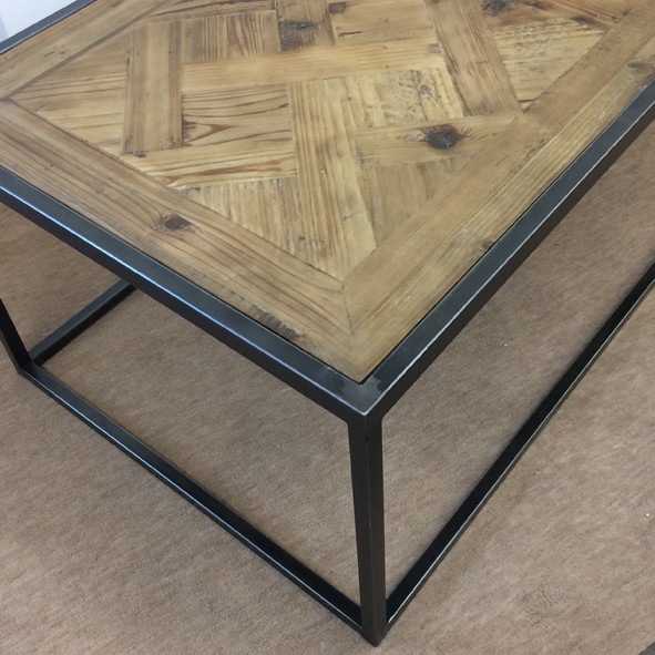 網目模様 フレーム×古材のコーヒーテーブル【幅120cm】インダストリアル