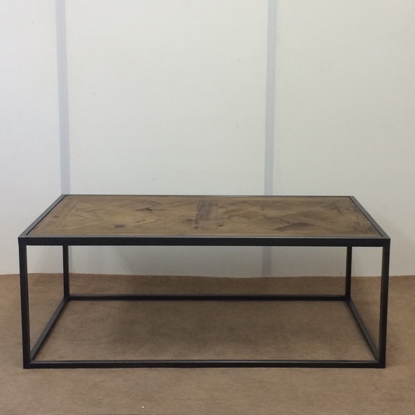 網目模様 フレーム×古材のコーヒーテーブル【幅120cm】インダストリアル