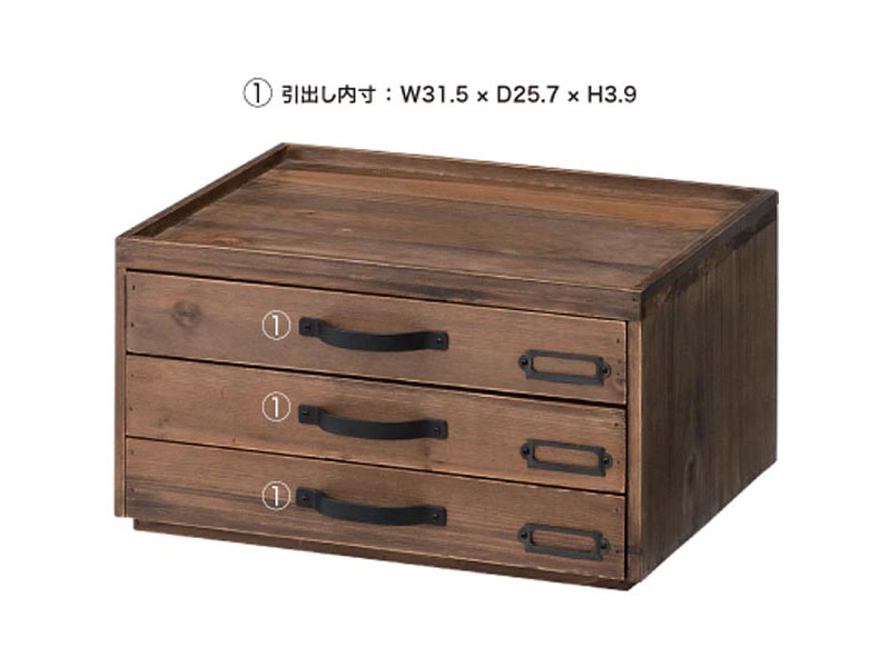 杉を使ったカフェ風の書類整理ラック|3段タイプ