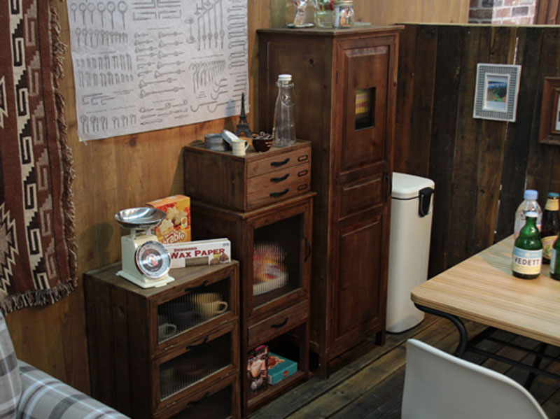 杉を使ったカフェ風の書類整理ラック|3段タイプ