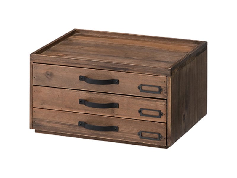 杉を使ったカフェ風の書類整理ラック|3段タイプ