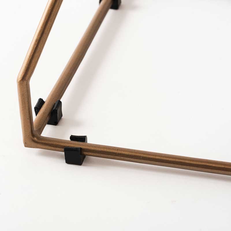 チーク×X脚サイドテーブル｜異素材が映えるハンドメイド家具