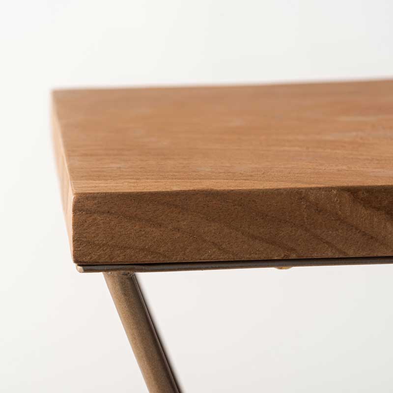 チーク×X脚サイドテーブル｜異素材が映えるハンドメイド家具