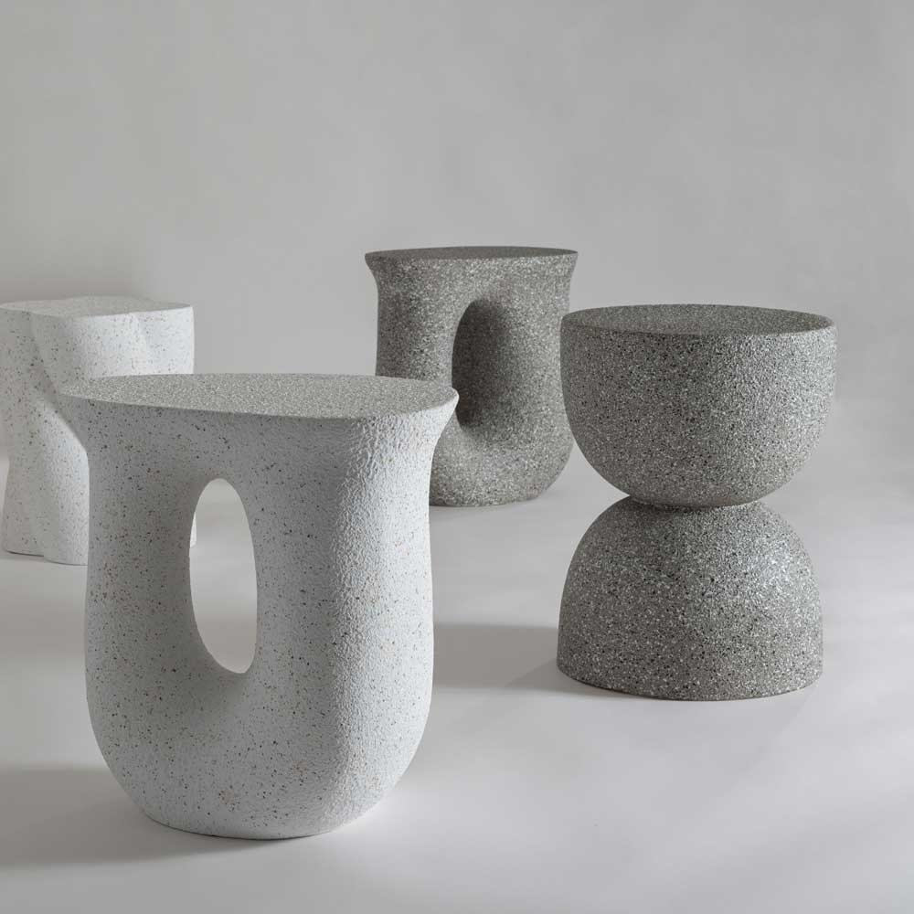 テラゾー柄サイドテーブル ｜モダンインテリアに映える石調デザイン