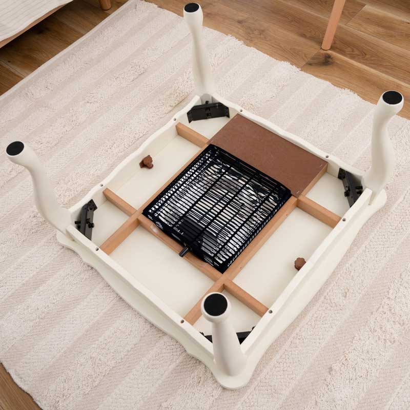 猫脚コタツ｜姫系シャビーな白い優雅さ｜一人暮らしに最適