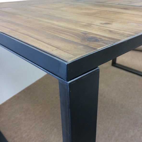 モミ古材 × ブラックスチール 丸テーブル φ70