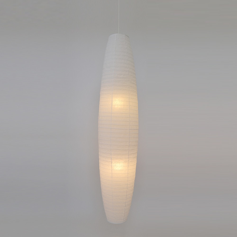 和紙照明 吹き抜け用ペンダントライト 曲線円柱型【長さ140cm】 和モダン照明