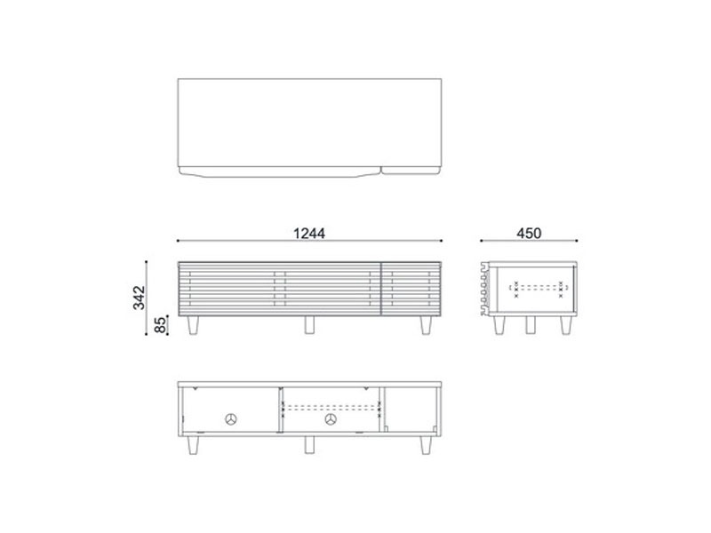 格子デザインのおしゃれなテレビボード｜幅124cm