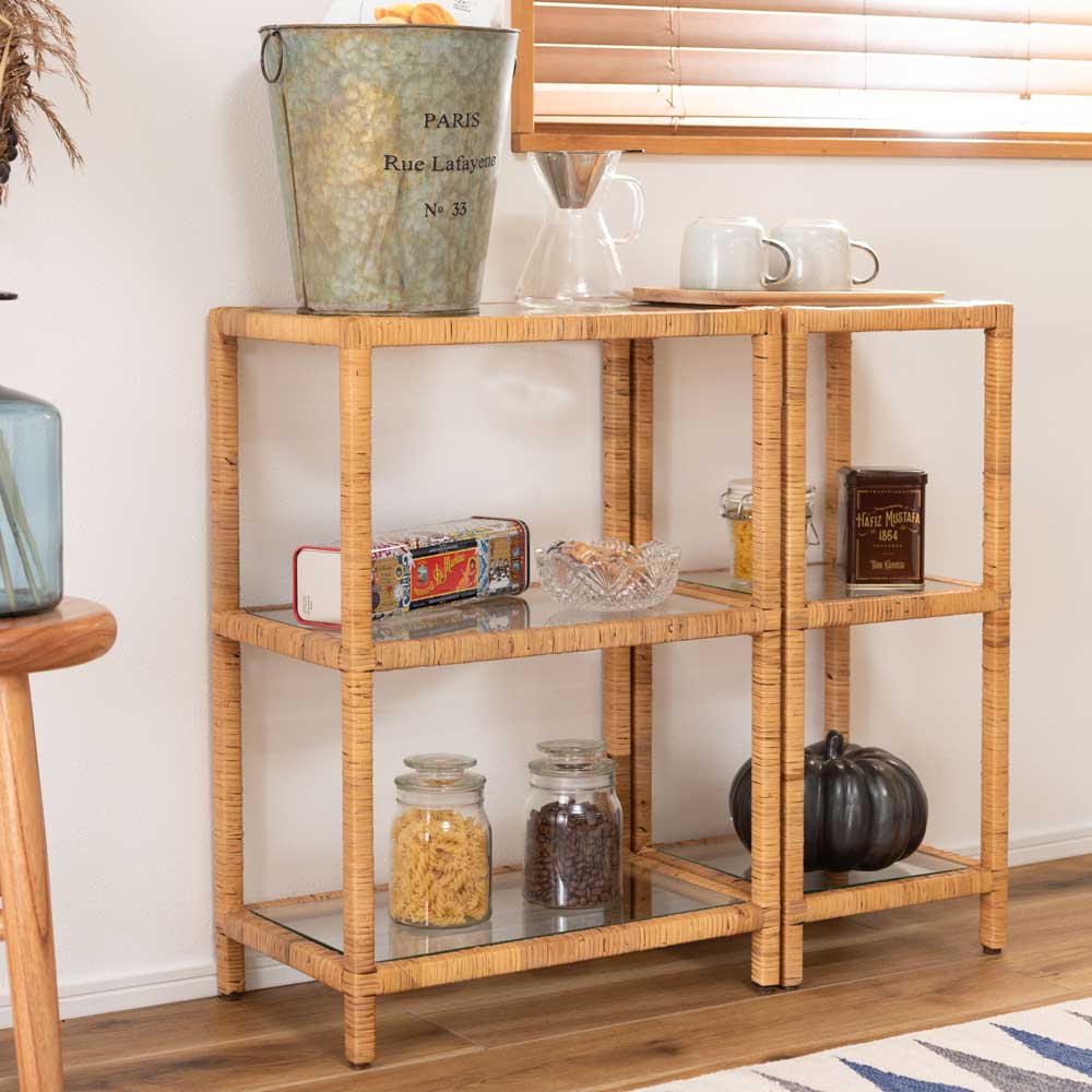 △vintage△オールドラタン 籐 ラタン アーチ シェルフ オープンラック