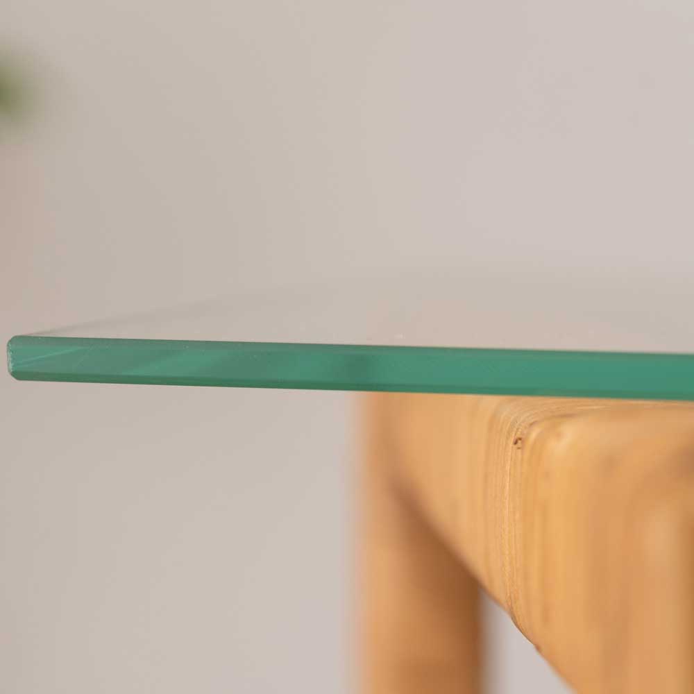 ナチュラルラタン×ガラスの3段シェルフ|気軽に魅せる天然素材の収納ラック|幅50cm