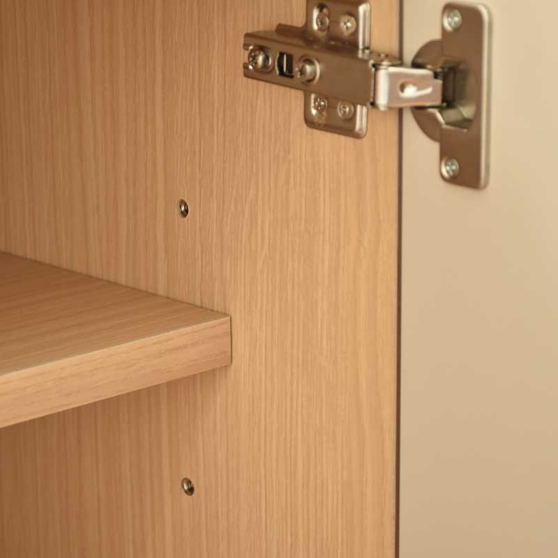 ベージュ×グレージュのリビングボード｜幅75cm｜繊細なラインが彩る上品モダン収納