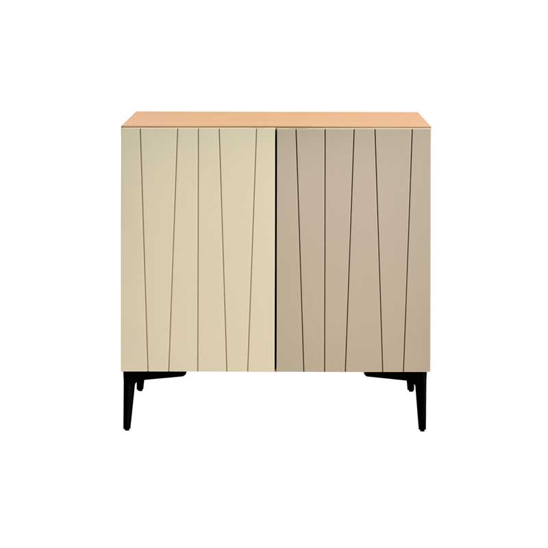 ベージュ×グレージュのリビングボード｜幅75cm｜繊細なラインが彩る上品モダン収納