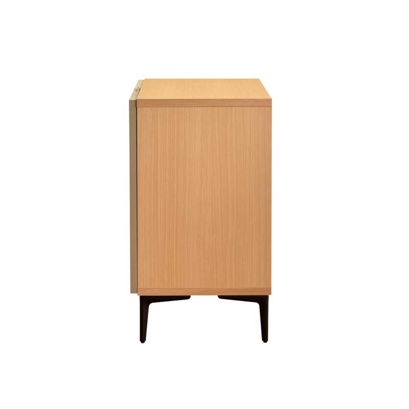 ベージュ×グレージュのリビングボード｜幅75cm｜繊細なラインが彩る上品モダン収納