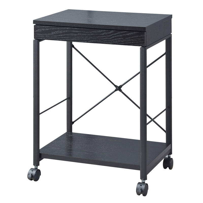 天然木とスチールのデスクワゴン|ヴィンテージテイスト