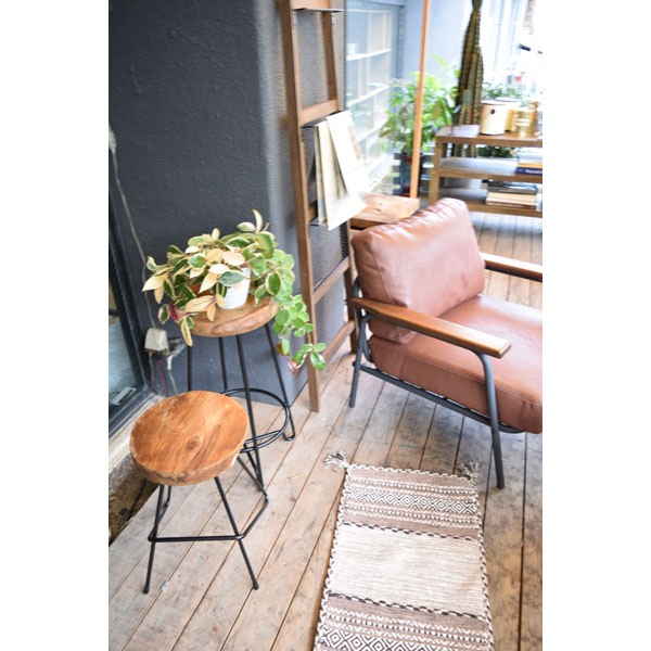 パイプフレーム×ソフトレザー 1人掛けソファ