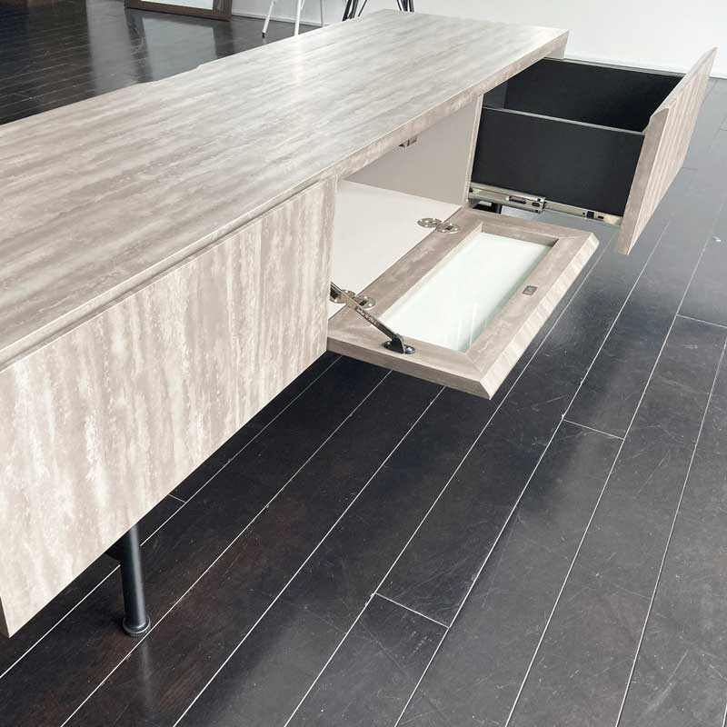 韓国インテリアに映える和紙調テレビボード|リモコン対応フラップ扉付き|幅150cm