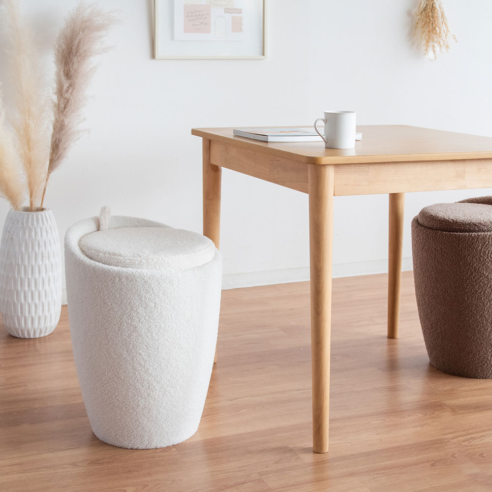 座る×収納の3WAYデザインの韓国インテリア風ブークレ生地のおしゃれ